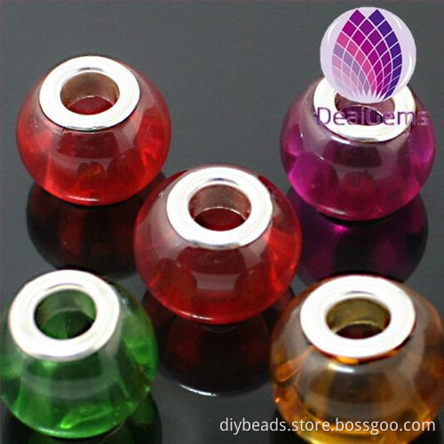 latest style transparent rondelle 11x14mm glass big hole beads with 5mm hole